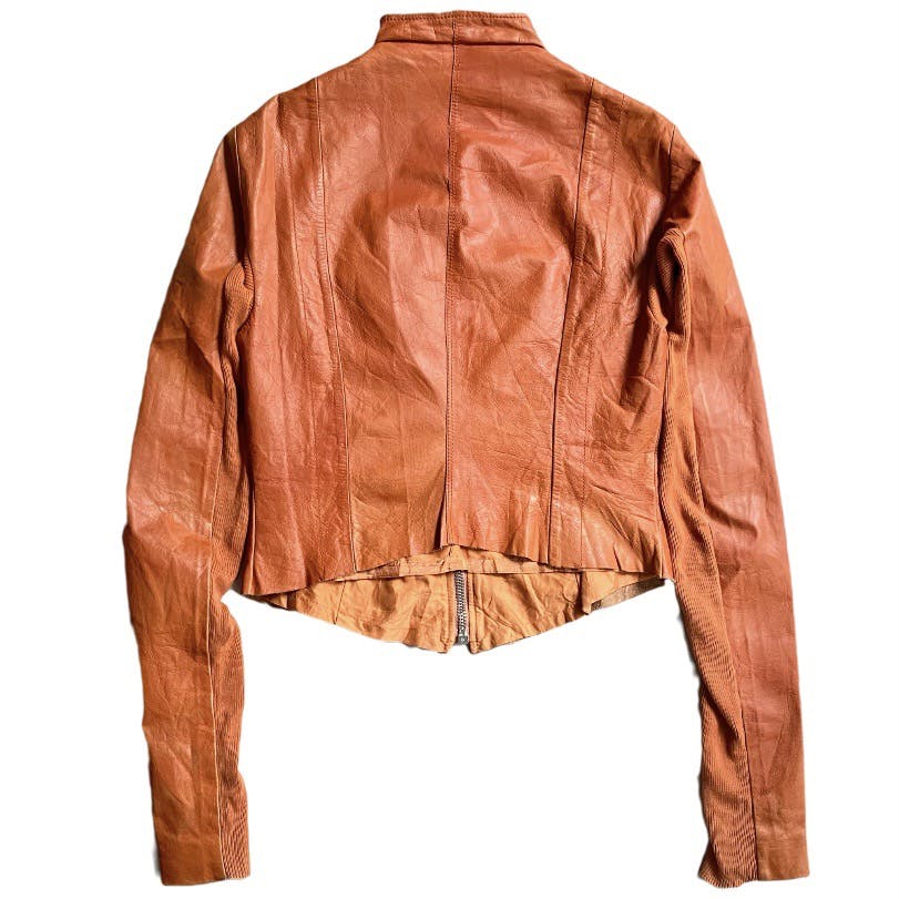 Rick Owens Orange Bozo Leather Jacket - 2