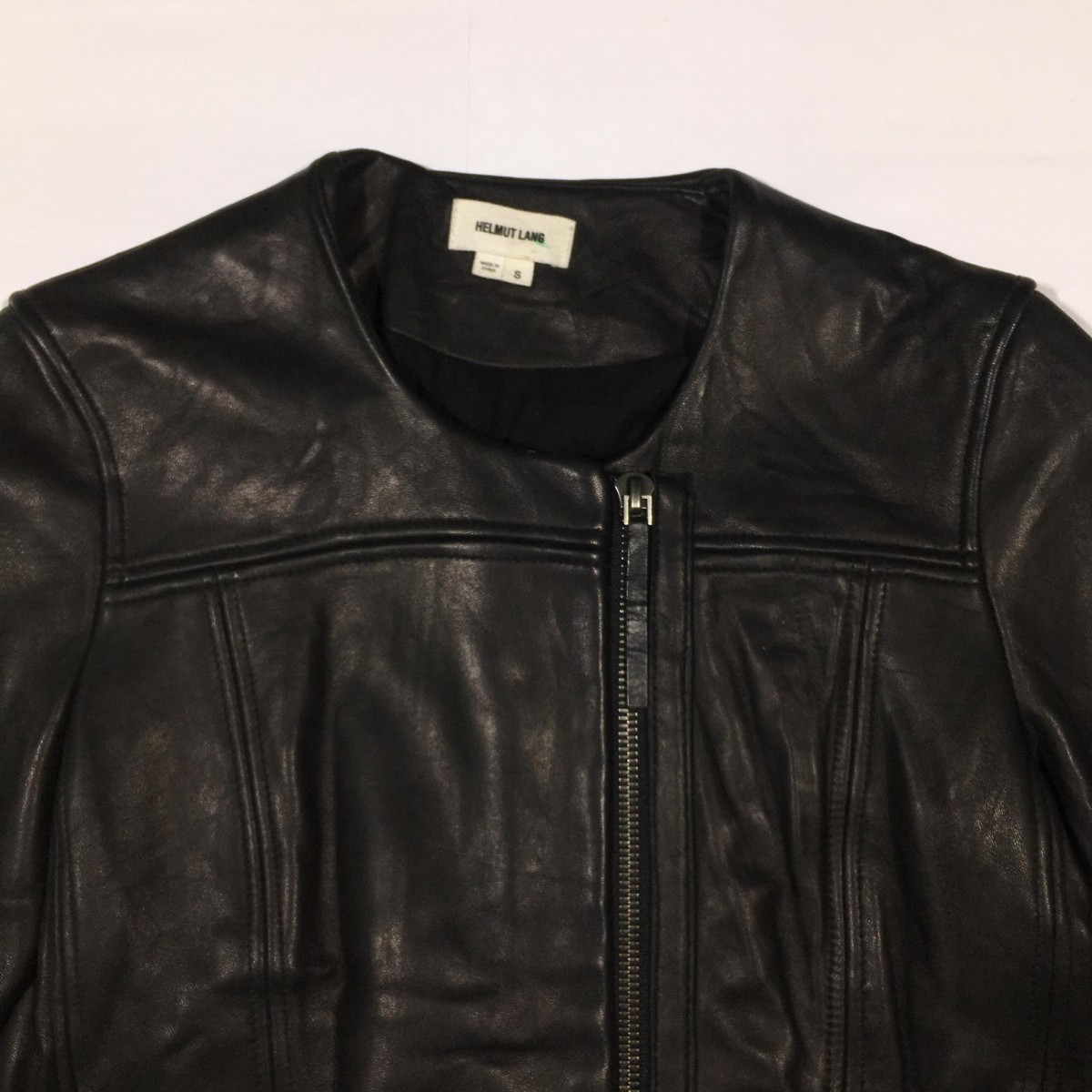 Zip Detail Genuine Lamb Leather Jacket - 5