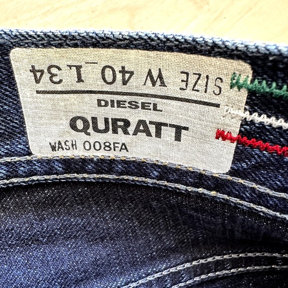 Diesel Quratt Straight Leg Jeans Dark Wash Snap Button Fly 100% Cotton 40x34 - 5