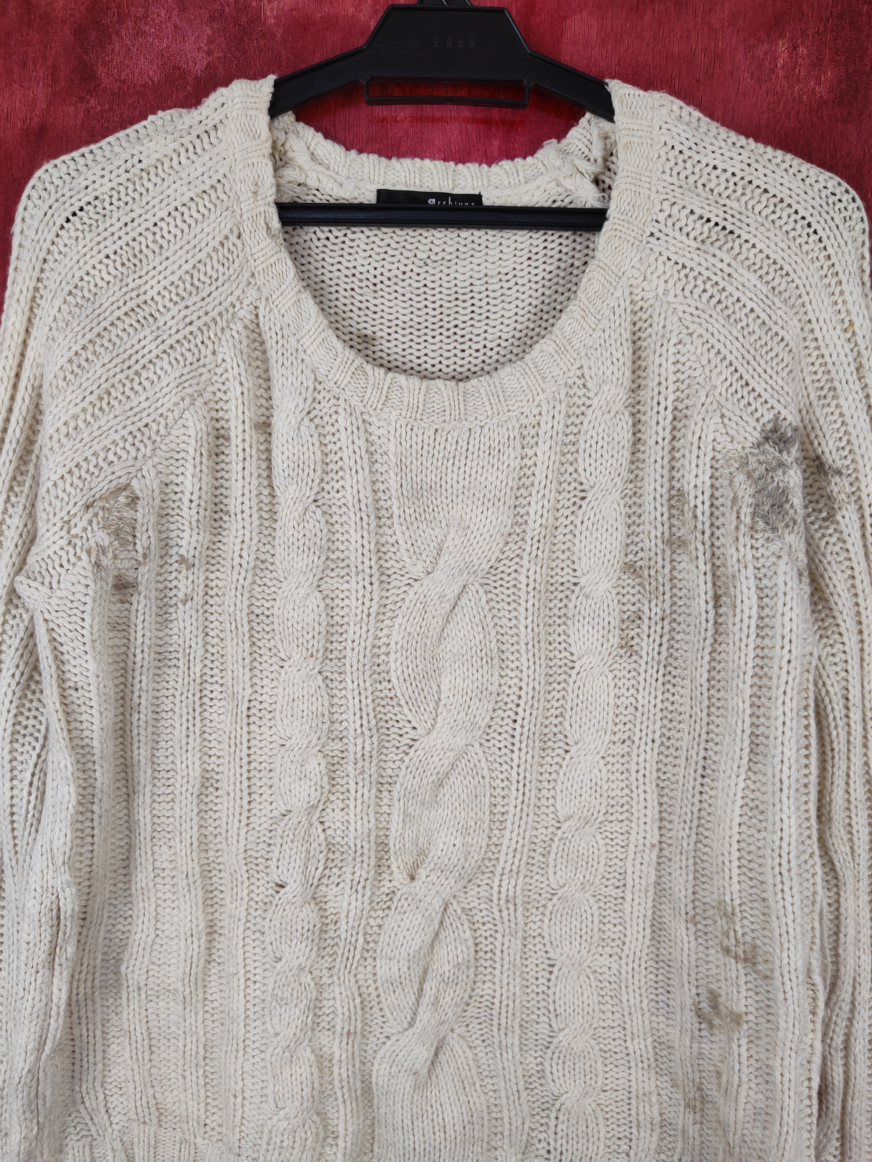 Japanese Brand - Archives White Knitwear Sweater Damage With Stain - 2