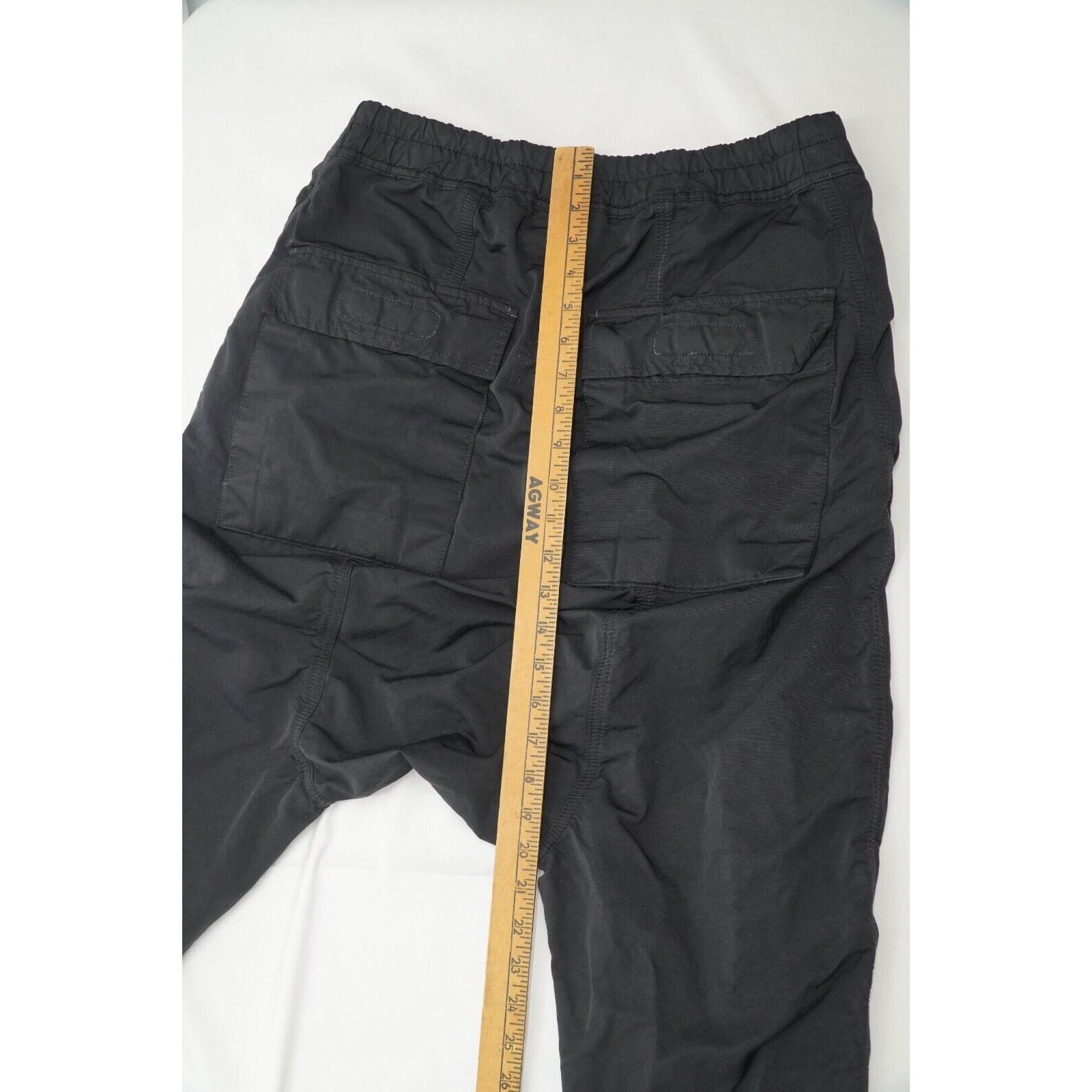 Black Lounge Pants Elastic Drawstring Drop Crotch Large - 15