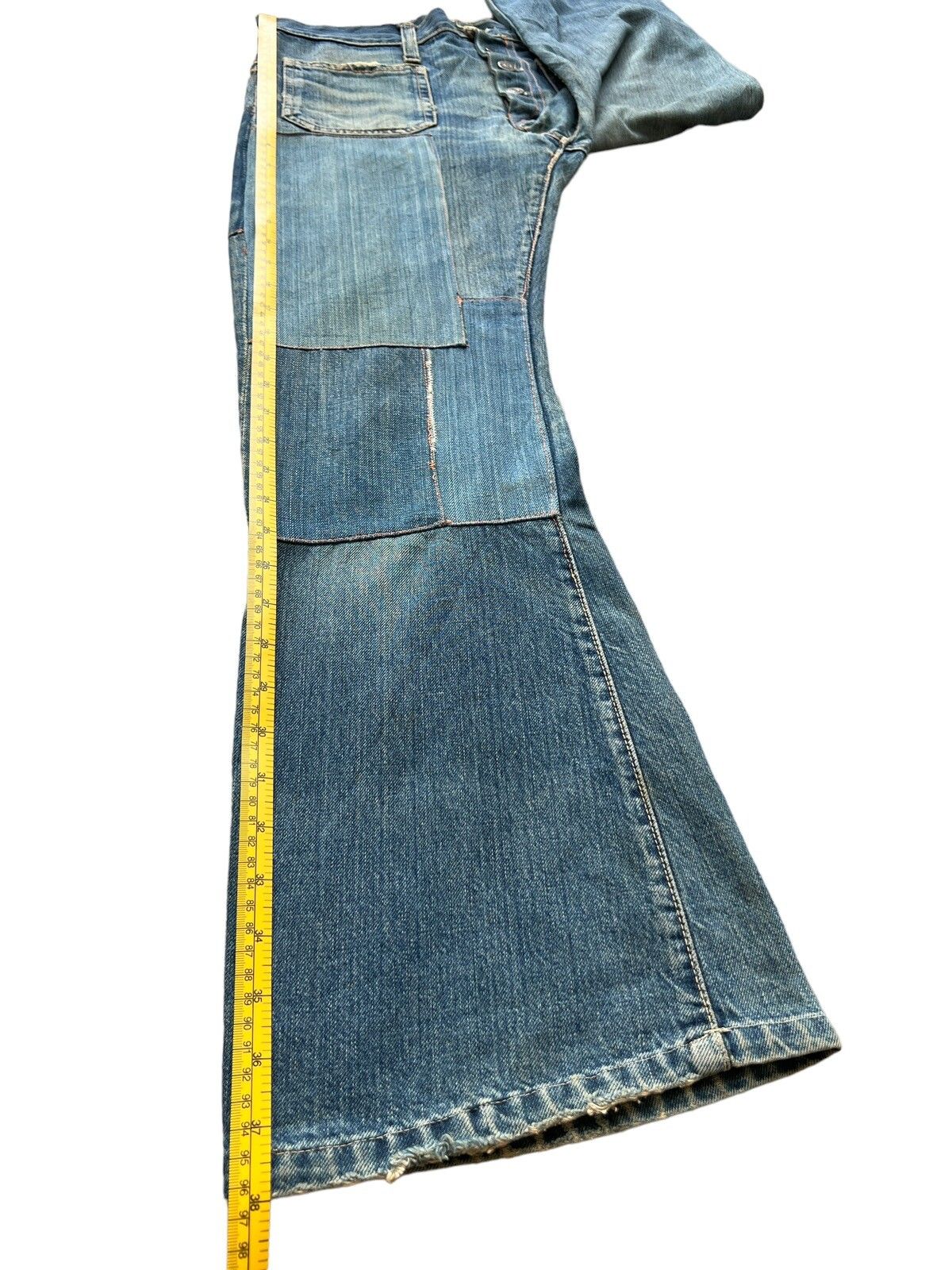 Hype - Vintage 80s Edwin Bushpant Patchwork Distressed Flare Jeans - 13