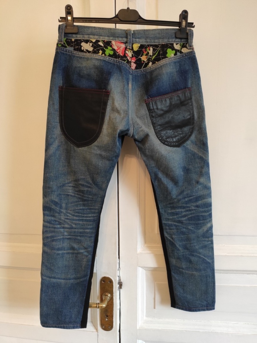 Junya Watanabe - Patchworn criopped wool & denim pants - 4