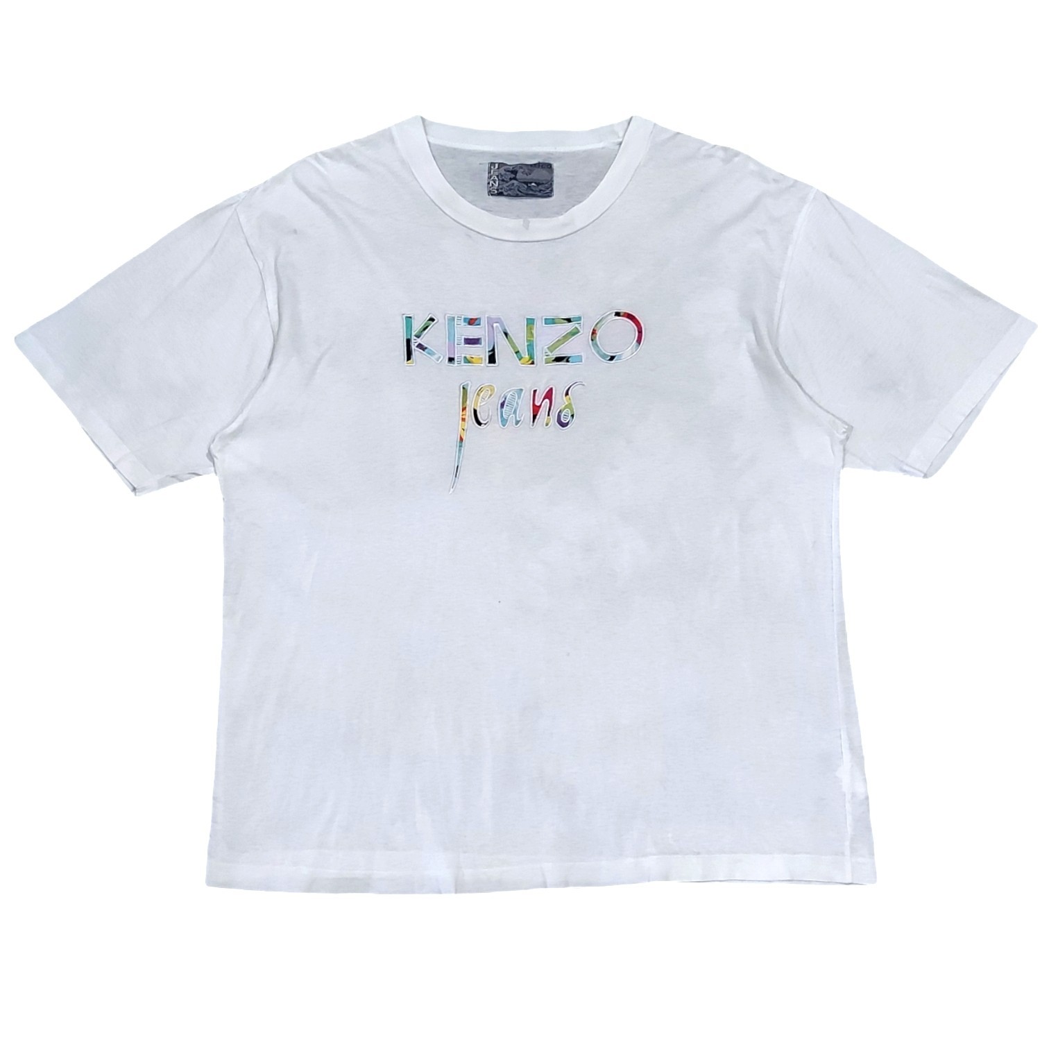RARE! VTG 80s KENZO JEANS VIBRANT BIG SPELL OUT EMBROIDERED - 1