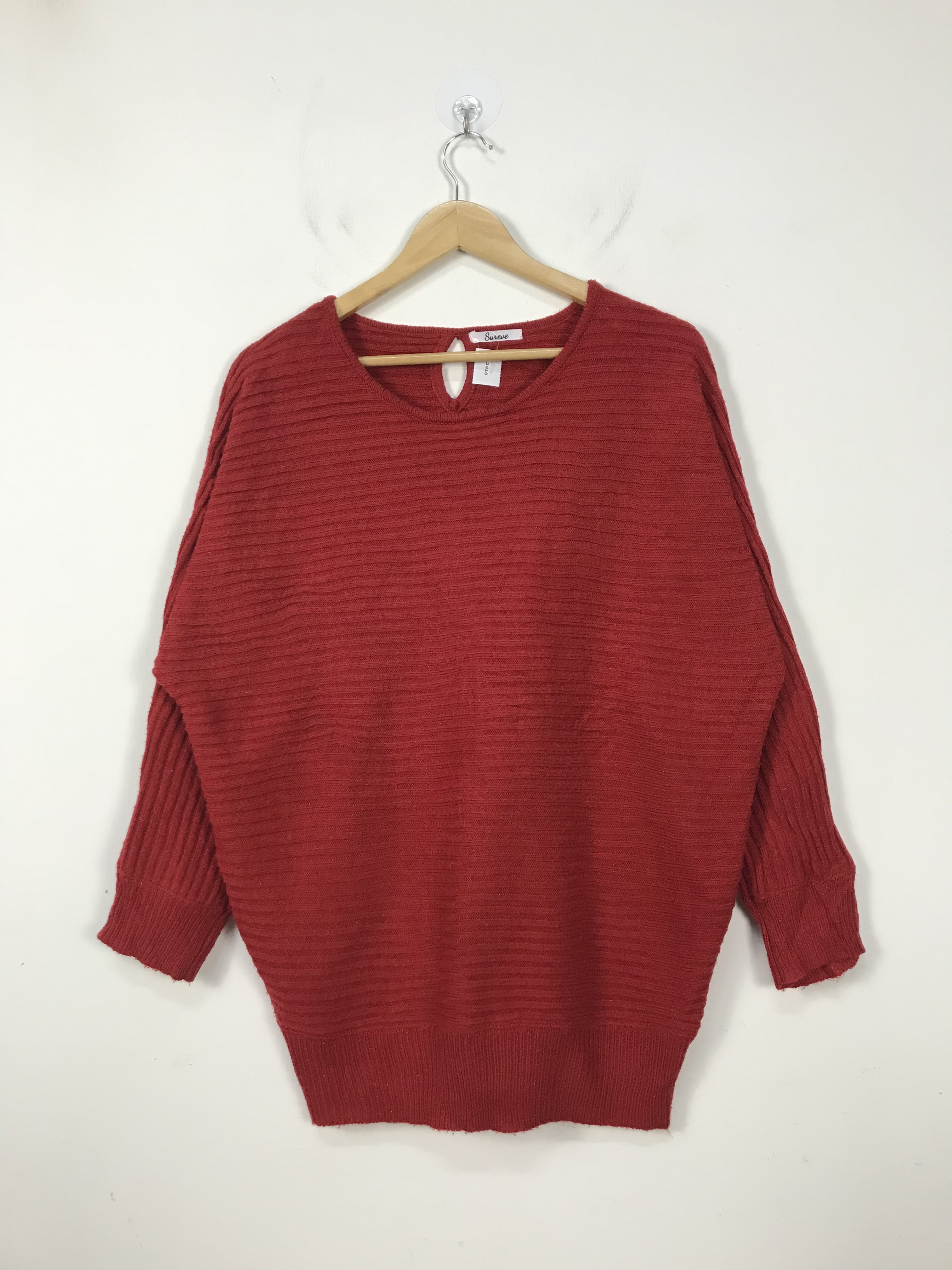 Japanese Brand - Red Glitter Batwing Knitwear #2720 - 1