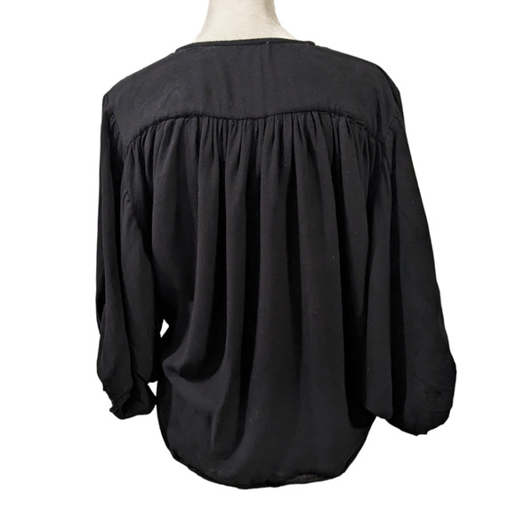 Petal & Pup - Petal + Pup Zermatt Black Dolman Sleeve Faux Wrap Blouse S/M - 5