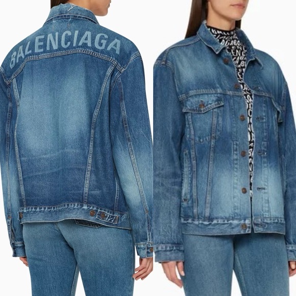 Balenciaga Blue Back Logo Print Denim Jacket 2019 ‘like a man’ - 1