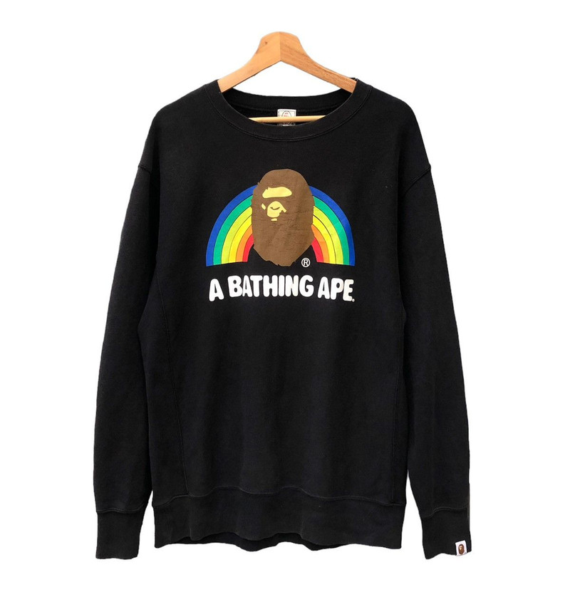 Rare!!Bape Big Head Multi Color Rainbow Exclusive Sweatshirt - 1