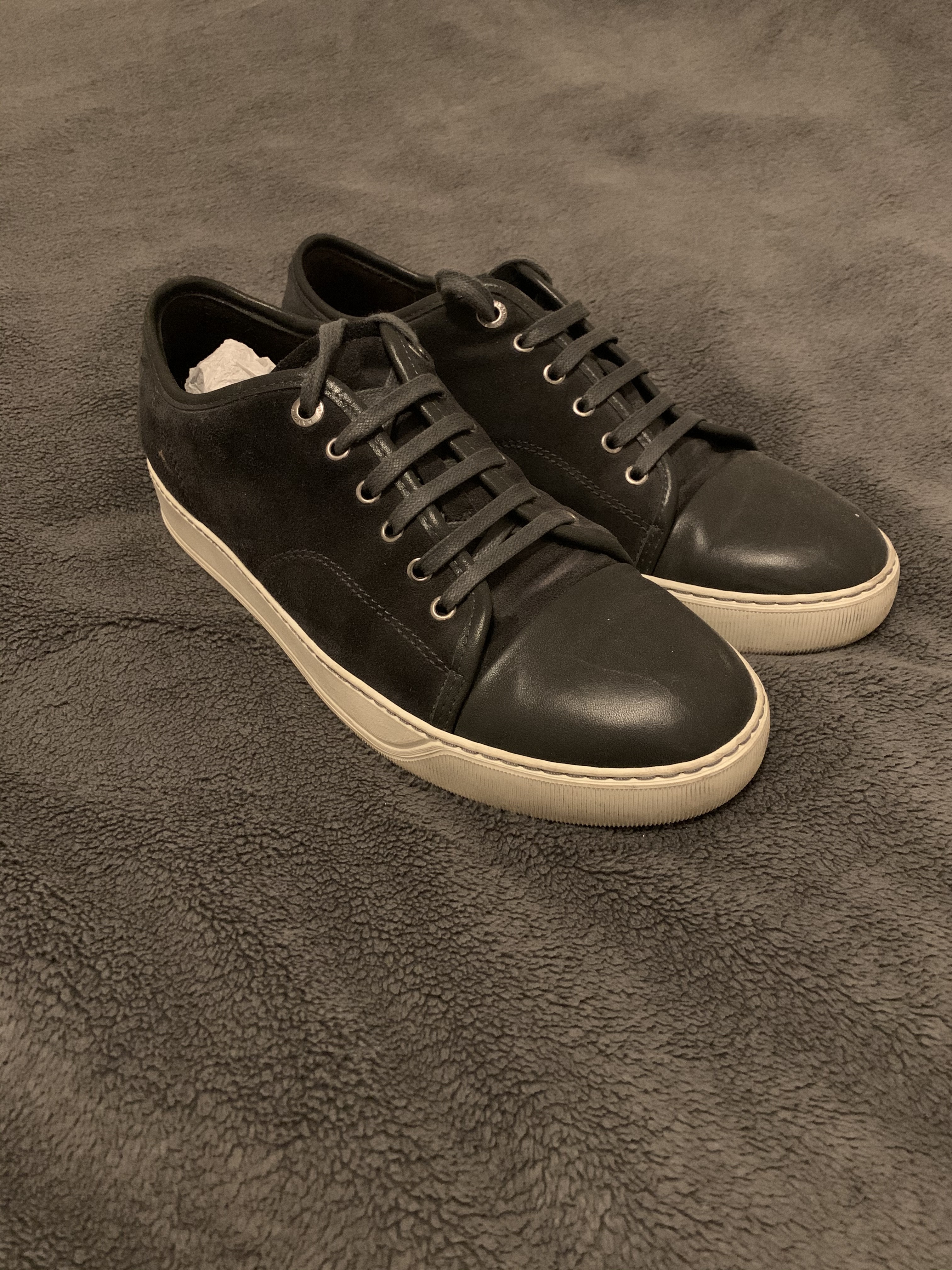 Cap toe patent leather sneaker - 1