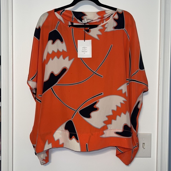 Diane Von Furstenberg - DVF New Hanky Silk Top in African Tulip Deep Coral - 6