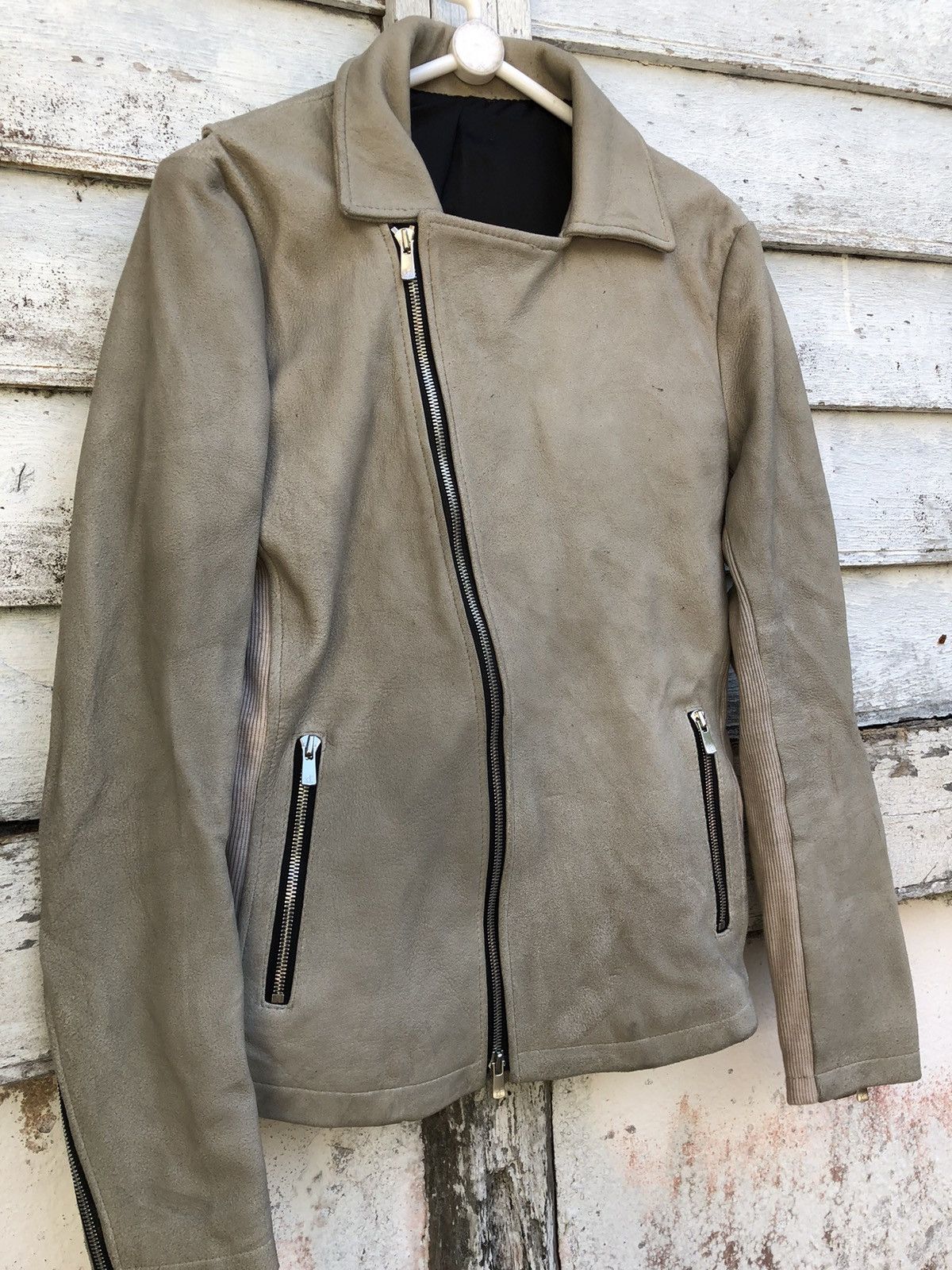 No Id Goat Leather Hybrid Asymetrical Jacket - 2