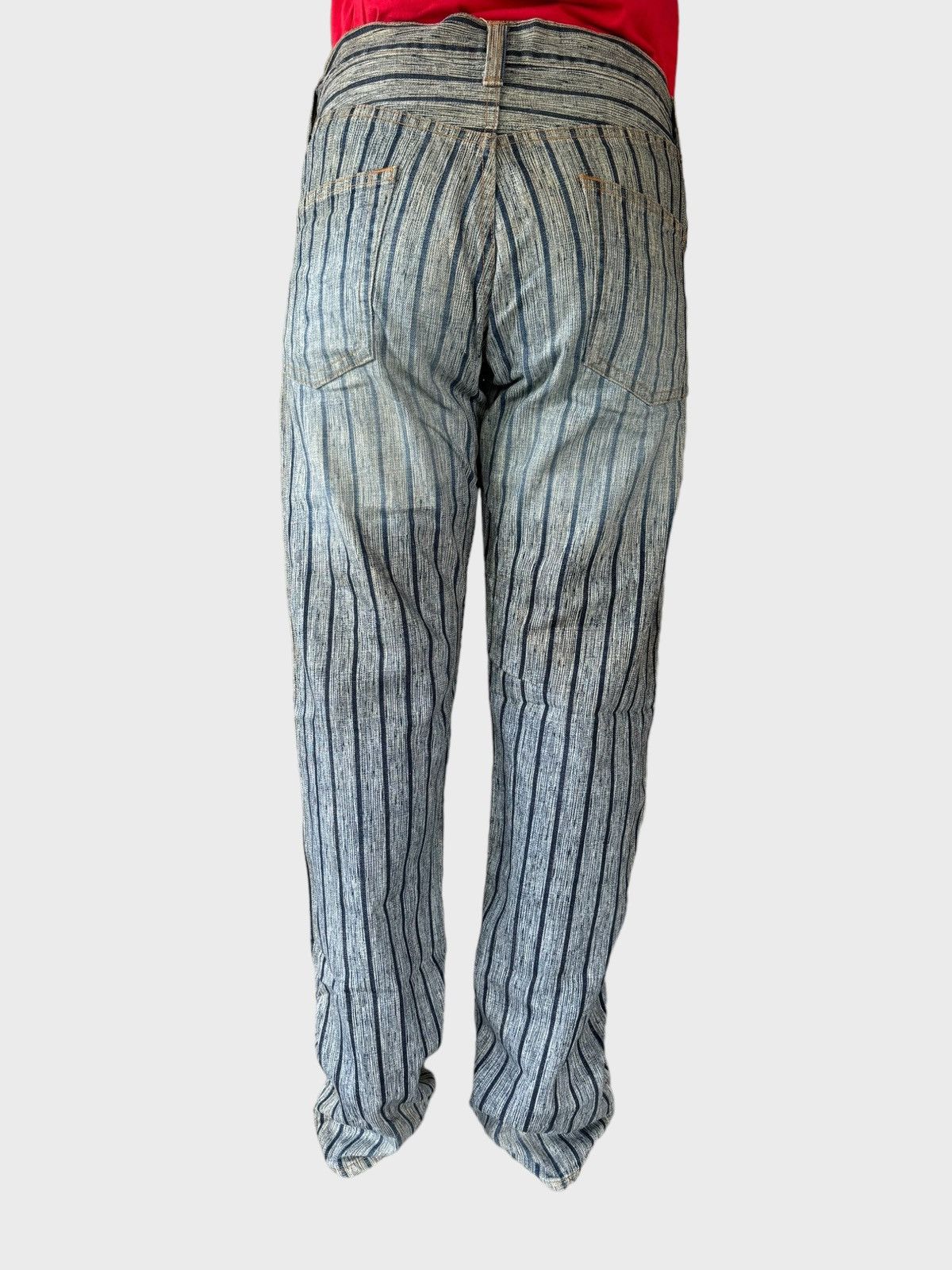 Vintage BLUE WAY Striped Blue Faded Denim - 19