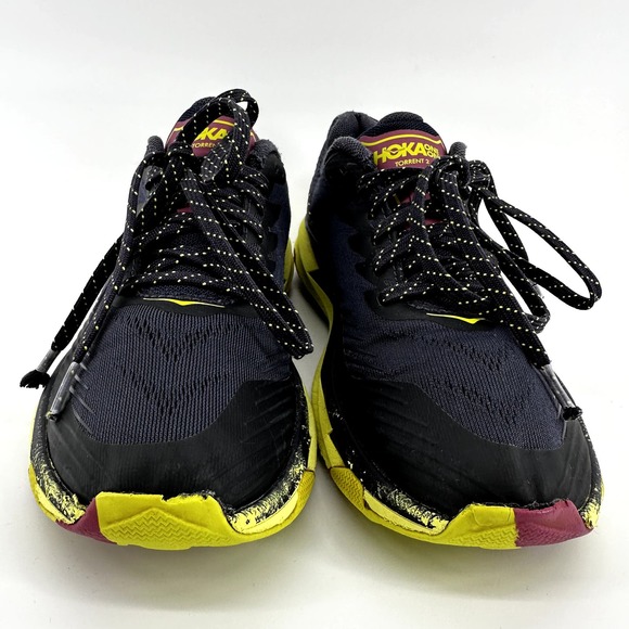 HOKA One One Torrent 2 Trail Running Shoes Lace Up Lightweight Black Yellow 8 - 5