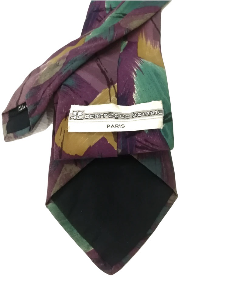 Courreges homme silk necktie made in italy - 3