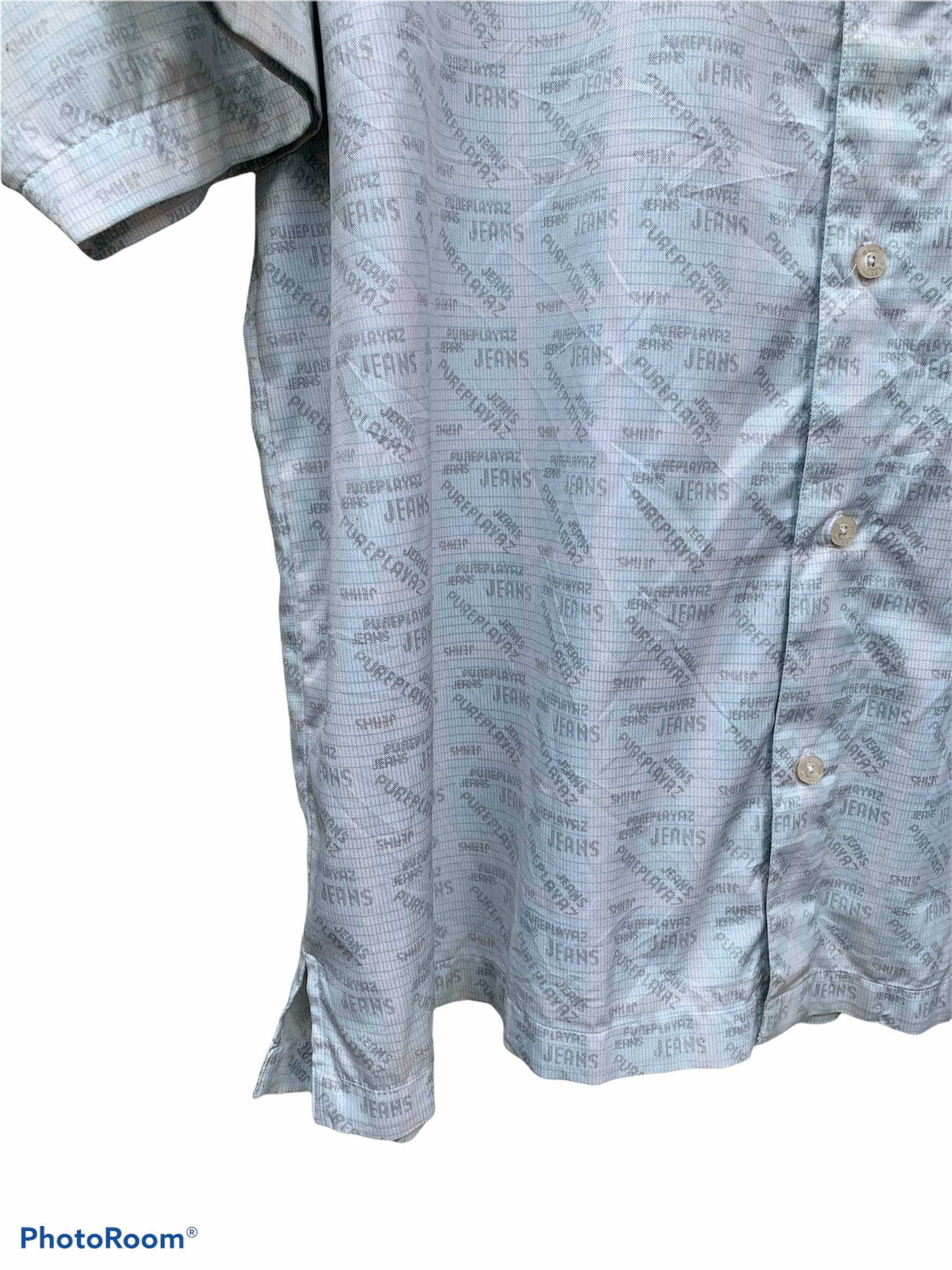Vintage - Vintage Pure Playaz Hip Hop Full Over Print Button Shirt - 8
