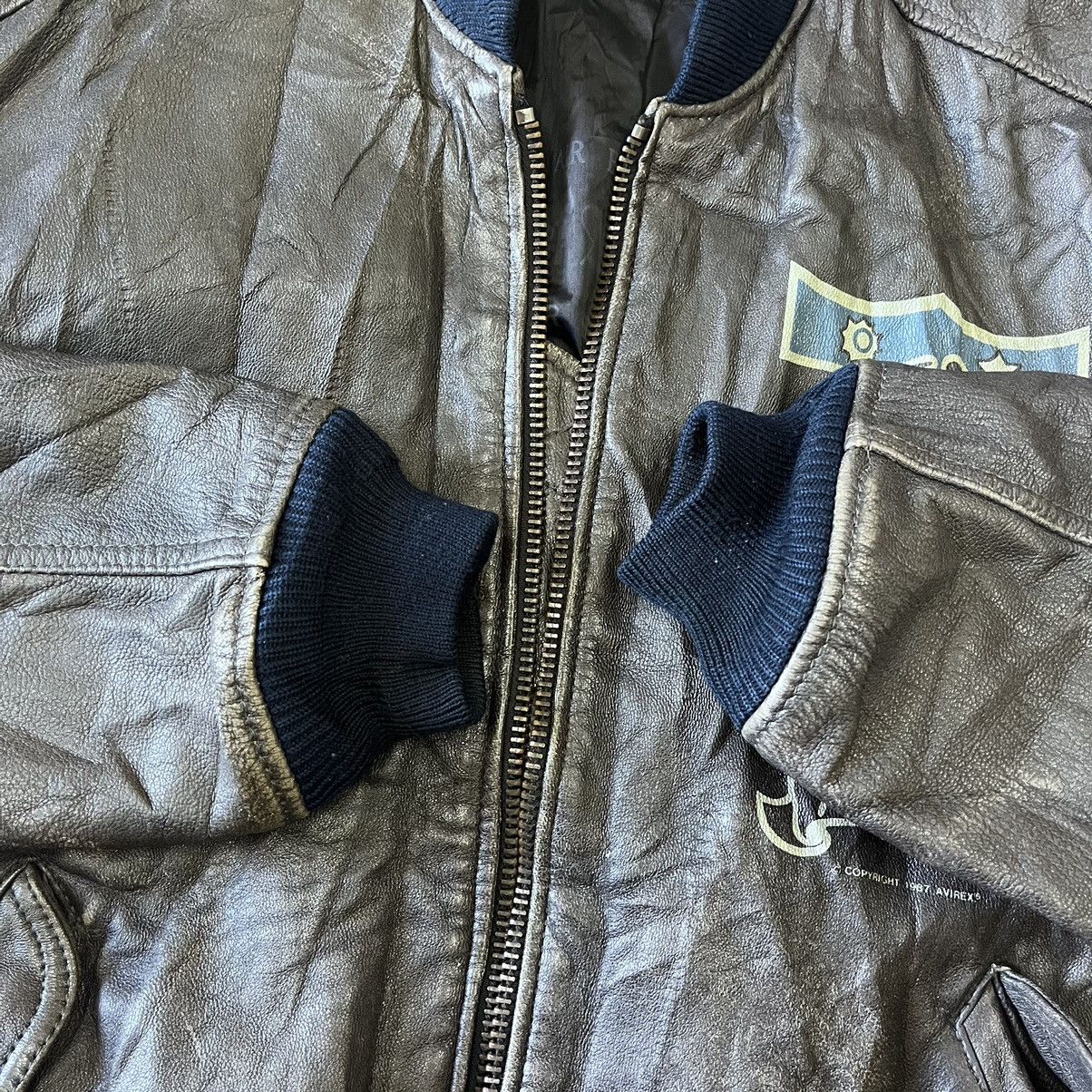 Vintage Avirex Officer's Goat Skin Leather Bomber Jacket - 15