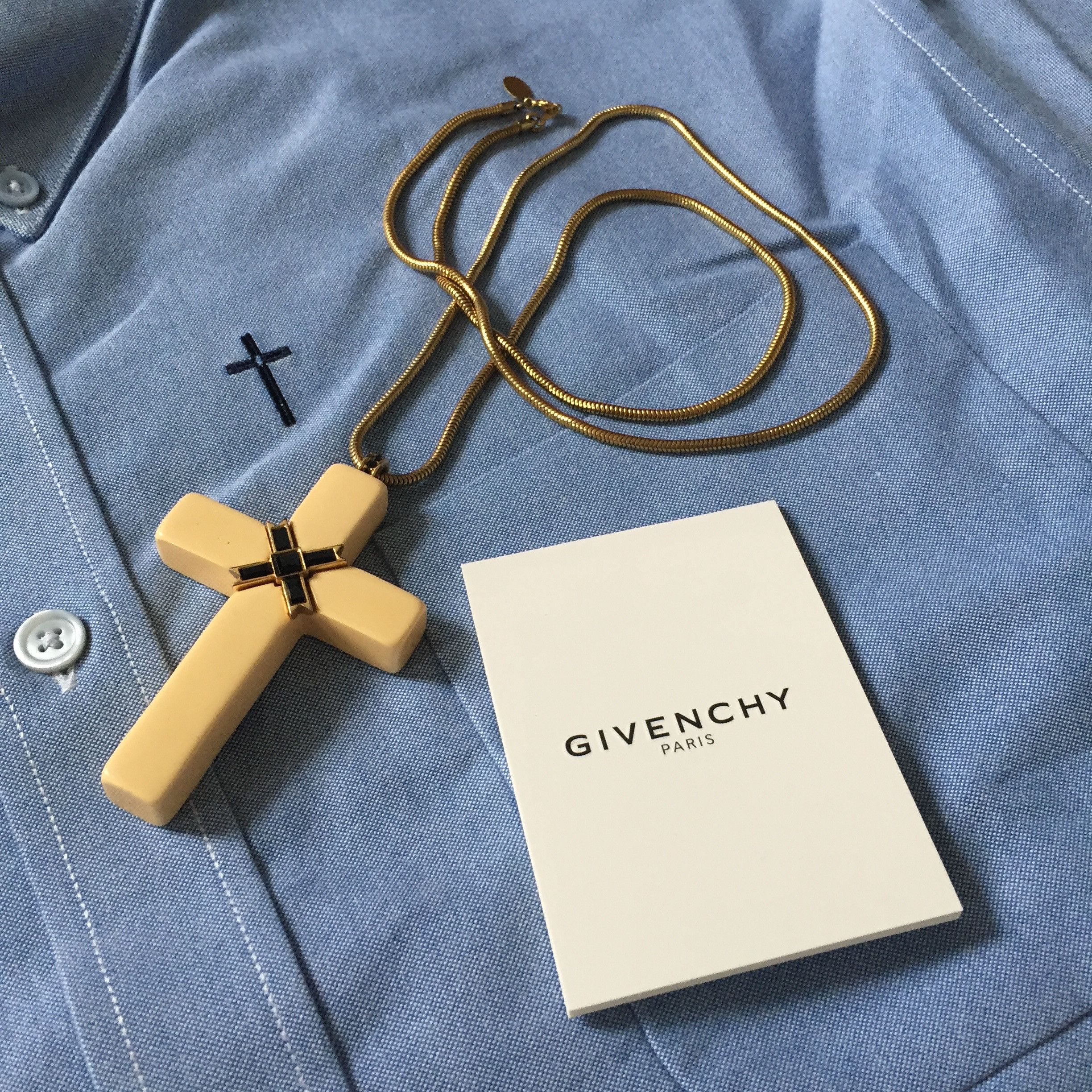 Givenchy Cross Embroidered Oversized Chambray Shirt NWT - 14