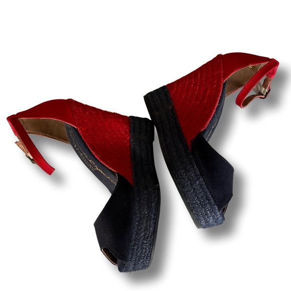 Red and Blue Wedge Espadrilles - 4