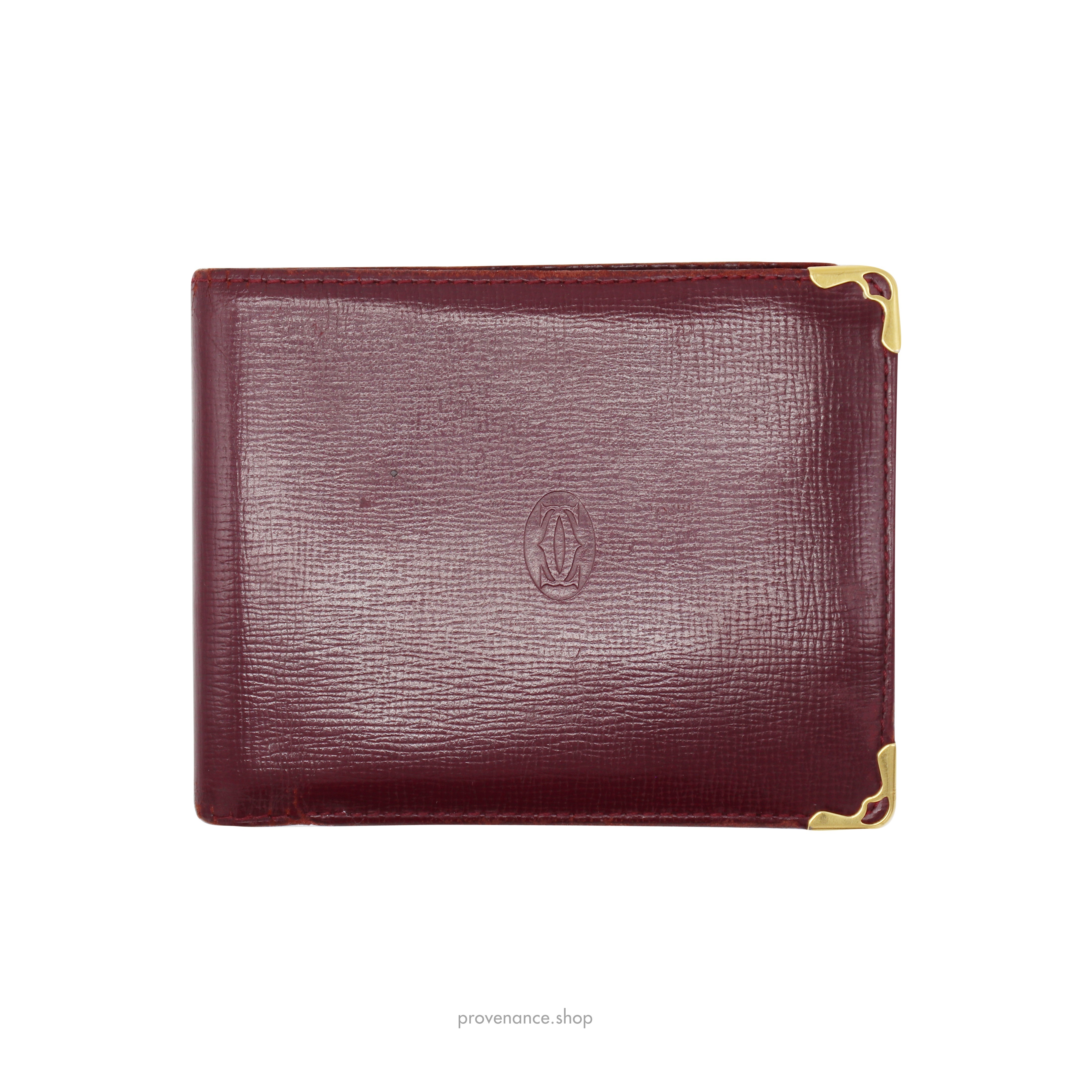 Cartier 6CC Bifold Wallet - Burgundy Calfskin Leather - 1
