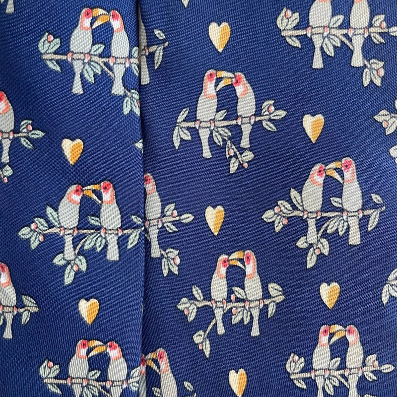 Hermes Paris Silk Tie 7481 IA Parrots Blue - 1