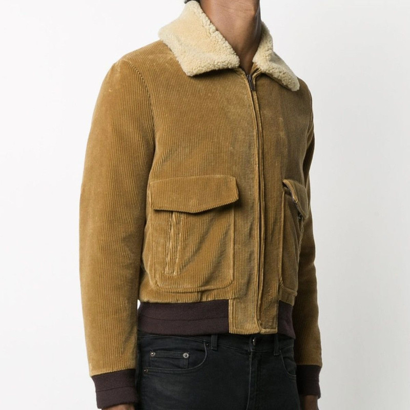 Saint Laurent Velvet Shearling Collar Jacket Large - 1