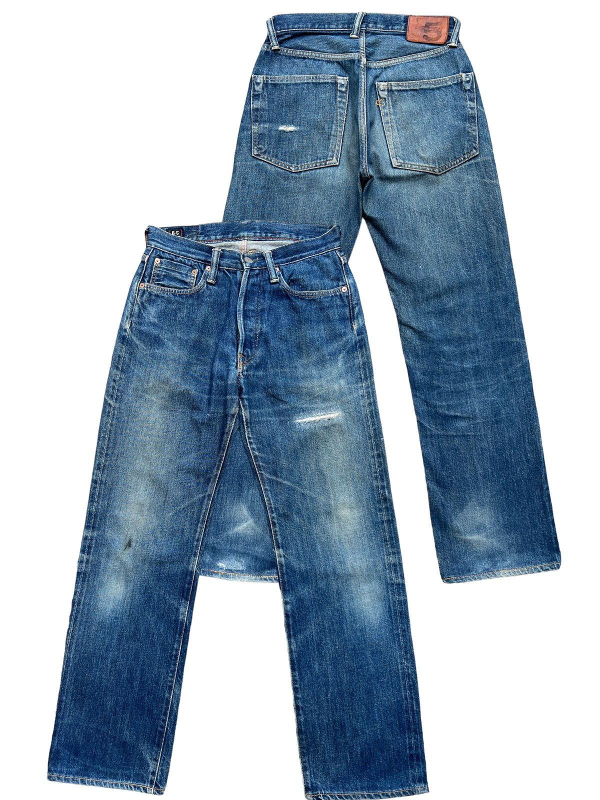 Vintage 45Rpm Selvedge Faded Distressed Denim Jeans 29x29 - 1