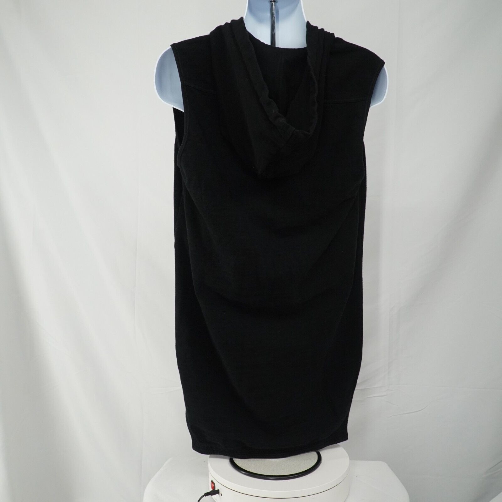 Black Zip Up Sleeveless Jacket Hoodie Cotton - Medium - 14