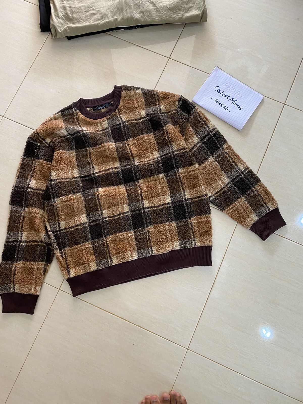 VINTAGE BENO BROWN TARTAN WOOL SWEATSHIRT - 8