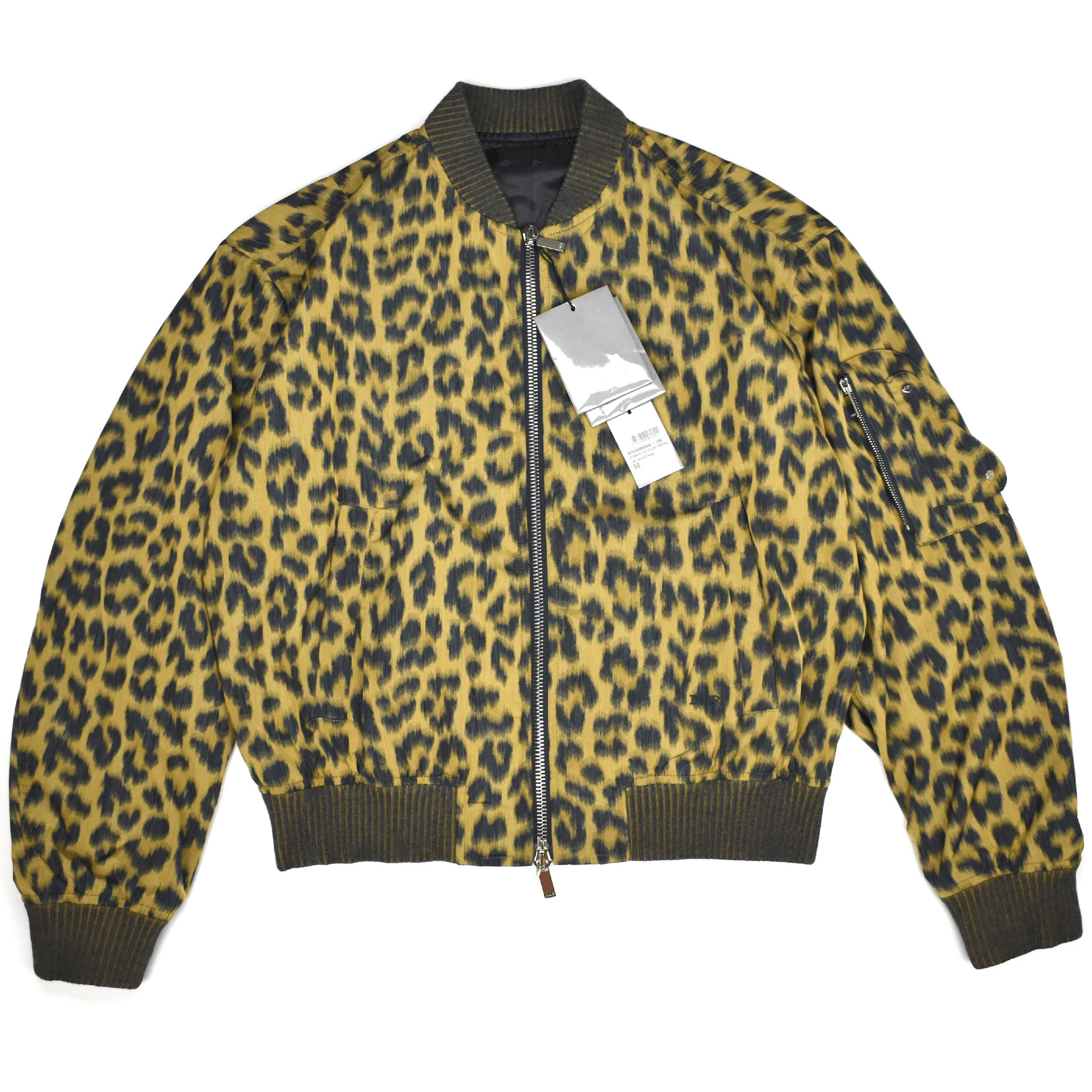 DIOR Leopard Print Woven Bomber Jacket Saddle Pocket - 1