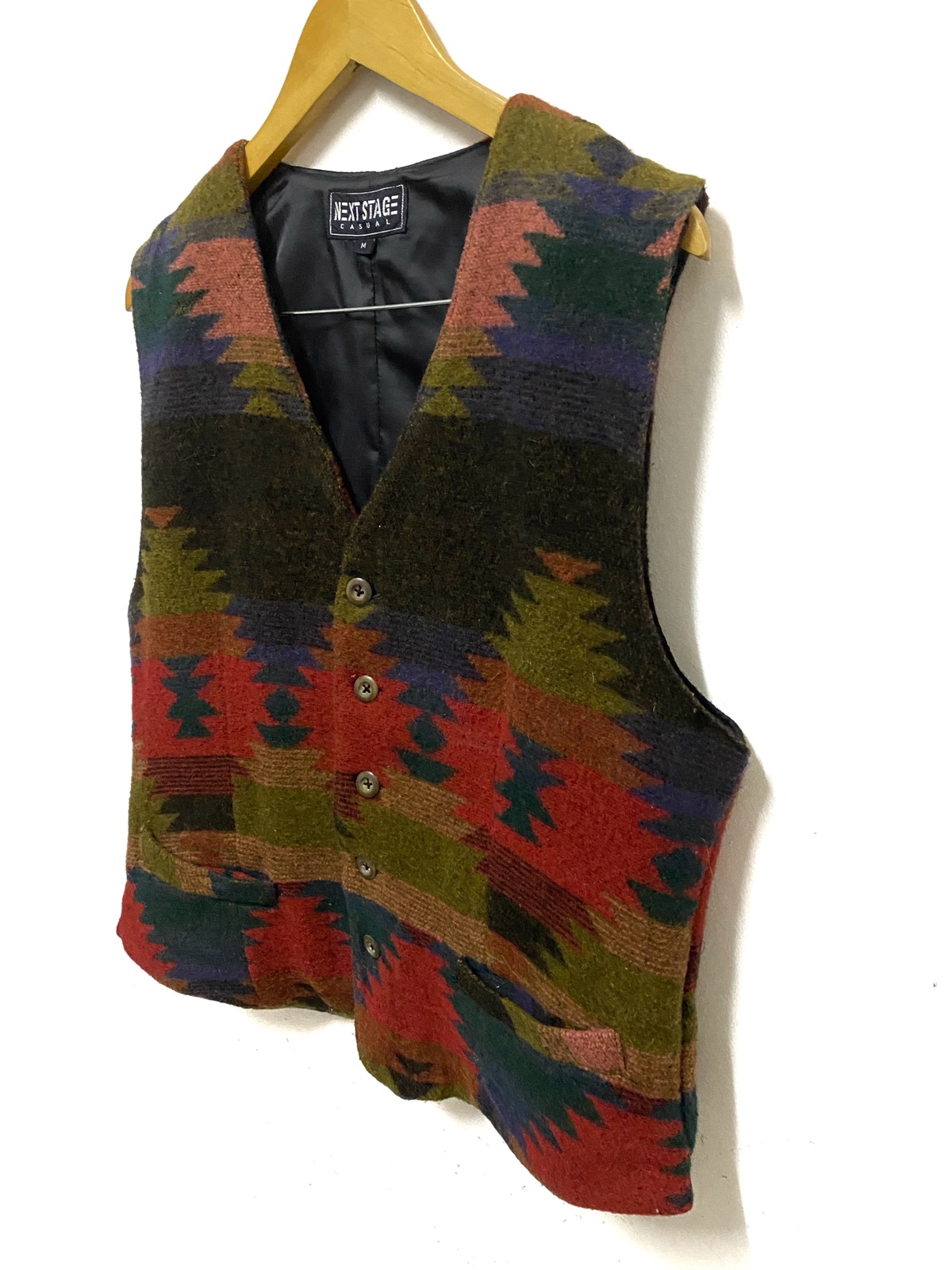 Japanese Brand - Japanese Abstract Aztec Navajo Wool Vest - 3