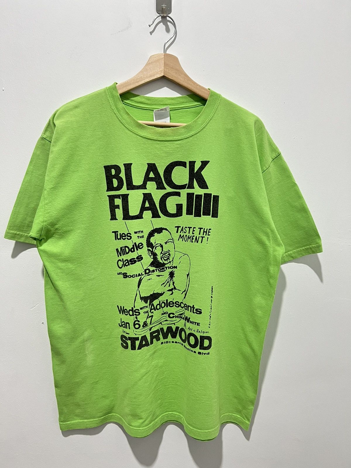 VINTAGE BLACK FLAG IIII STARWOOD PUNK T-SHIRT - 4