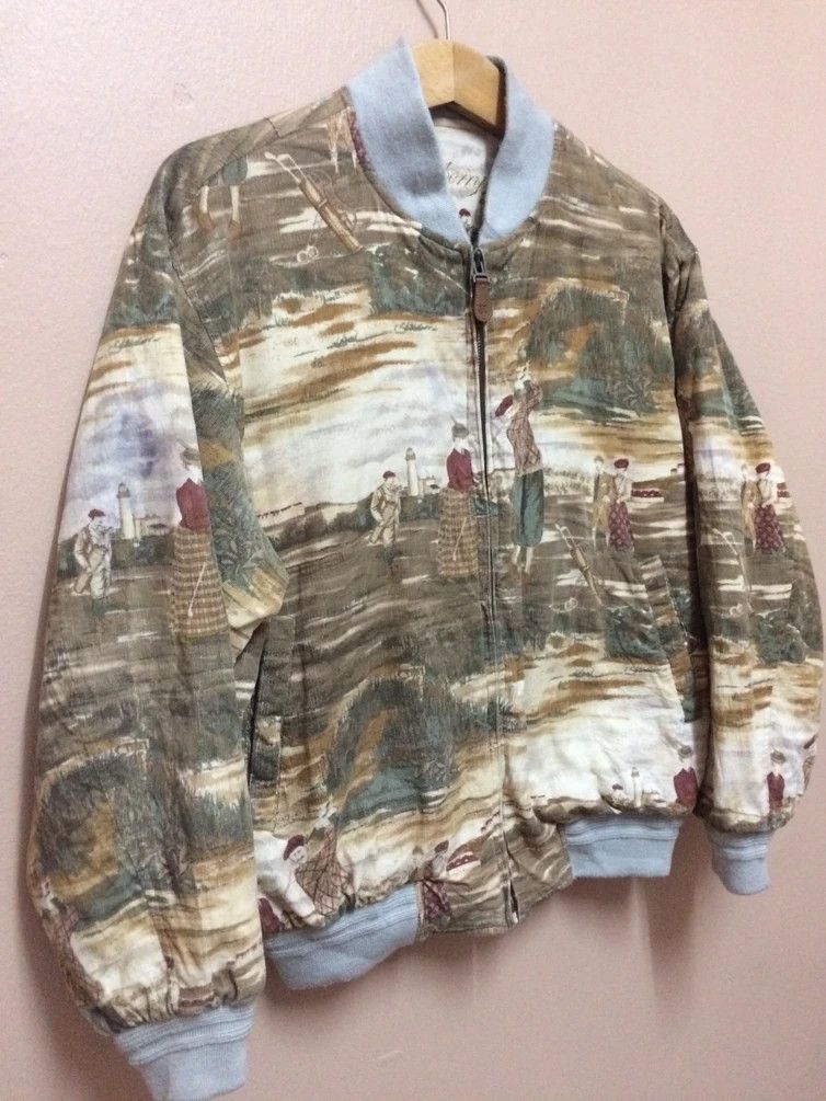 Vintage - 80s Velvet Turnberry hotel scotland Fullprint Bomber - 2