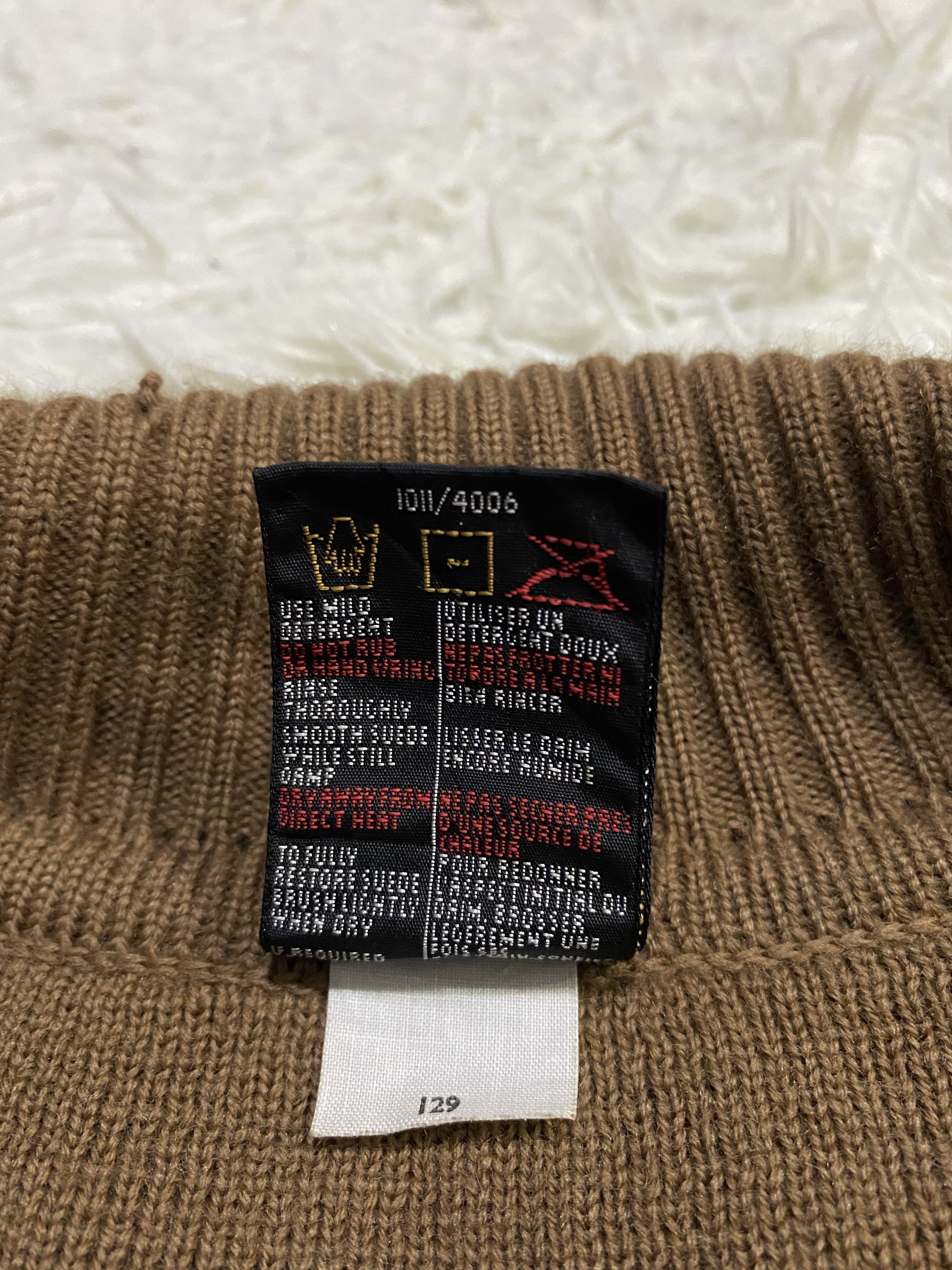 Coloured Cable Knit Sweater - Vintage St Michael Wool Cable Knit Sweater Suede Trimmer - 16