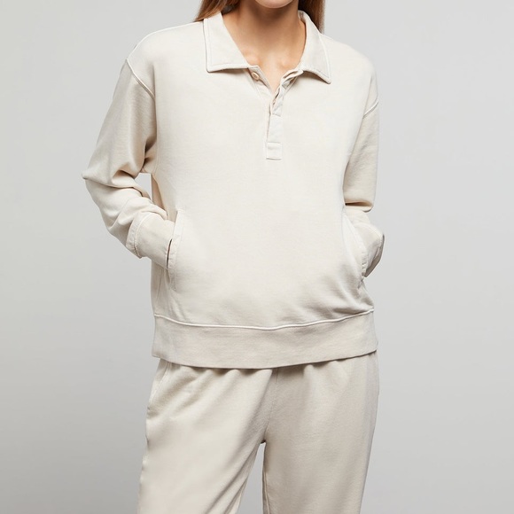 Onia Garment Dye Terry Jogger + Polo in Swan - 3