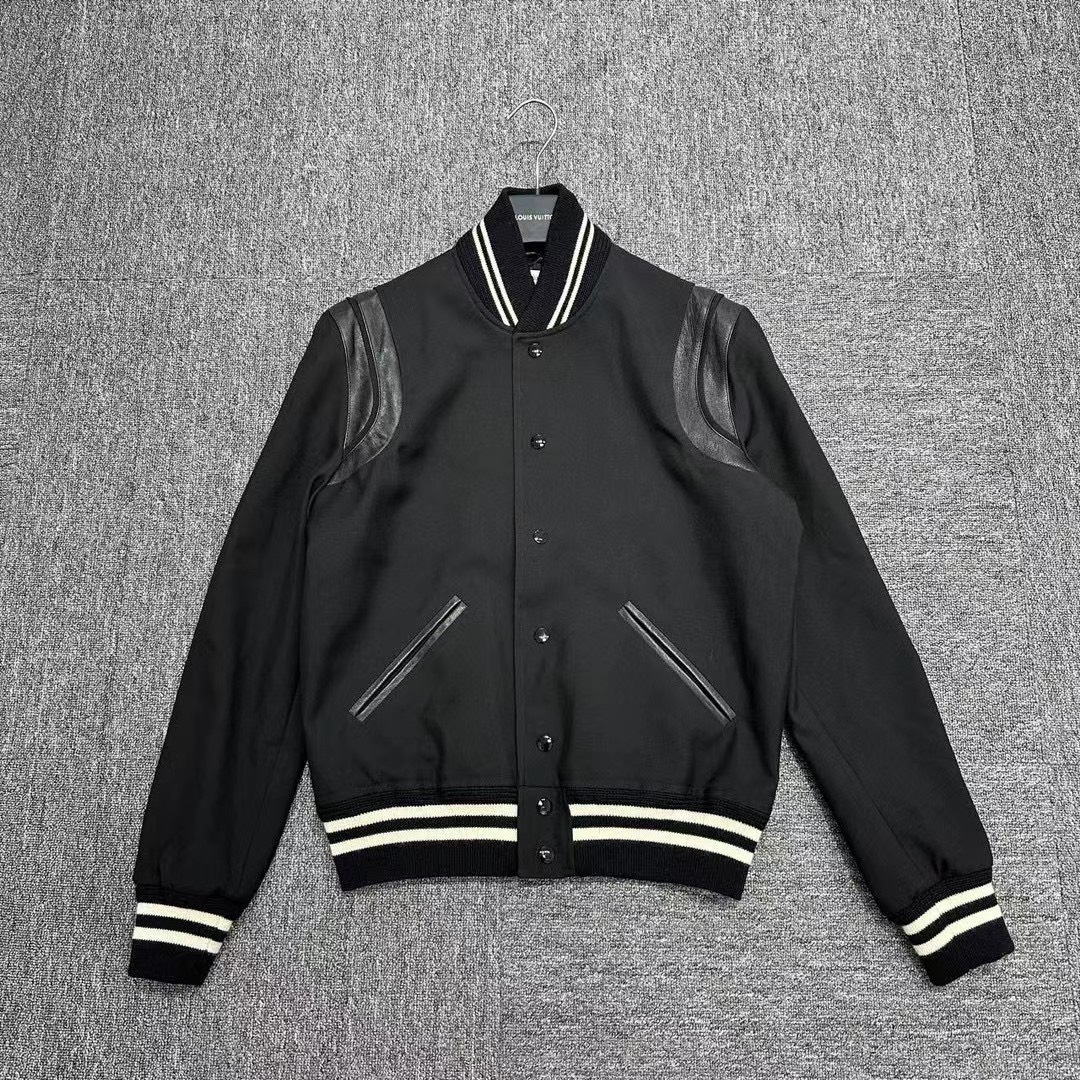 SLP Black Patchwork Baseball Jacket - 1