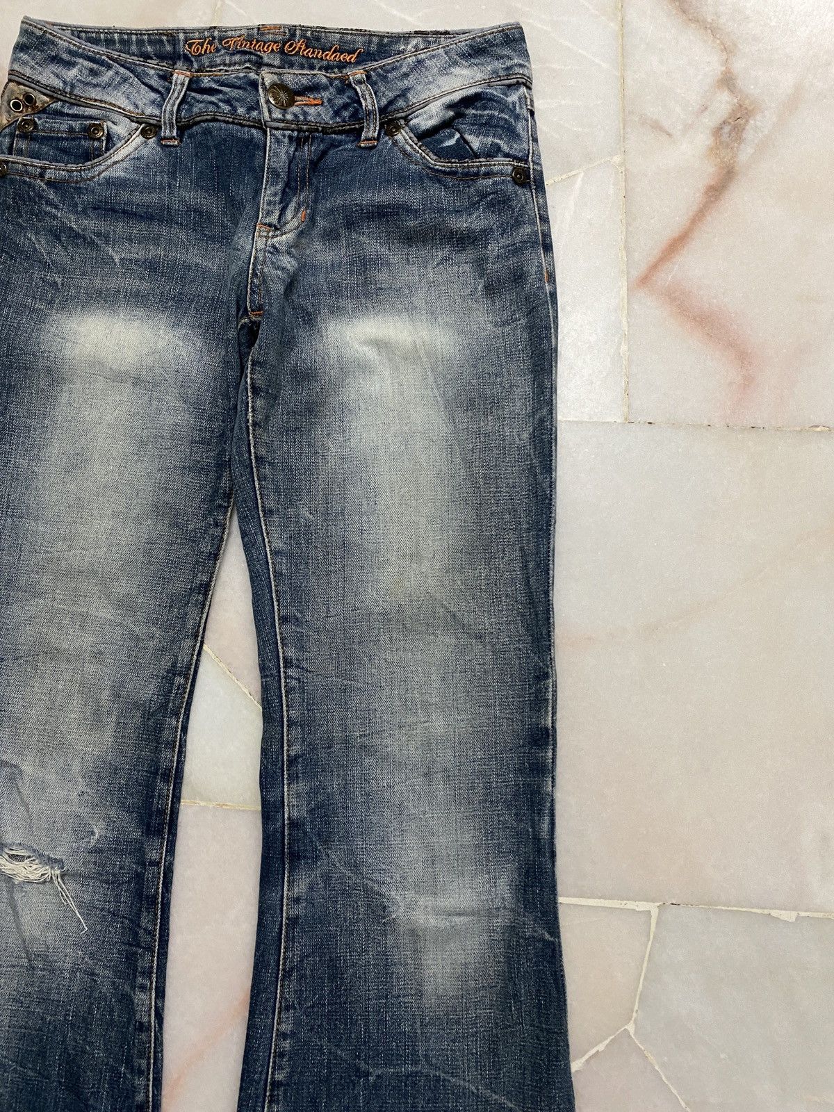 💥Flare💥Vintage Japanese Sick Washed Faded Jeans Distress - 5