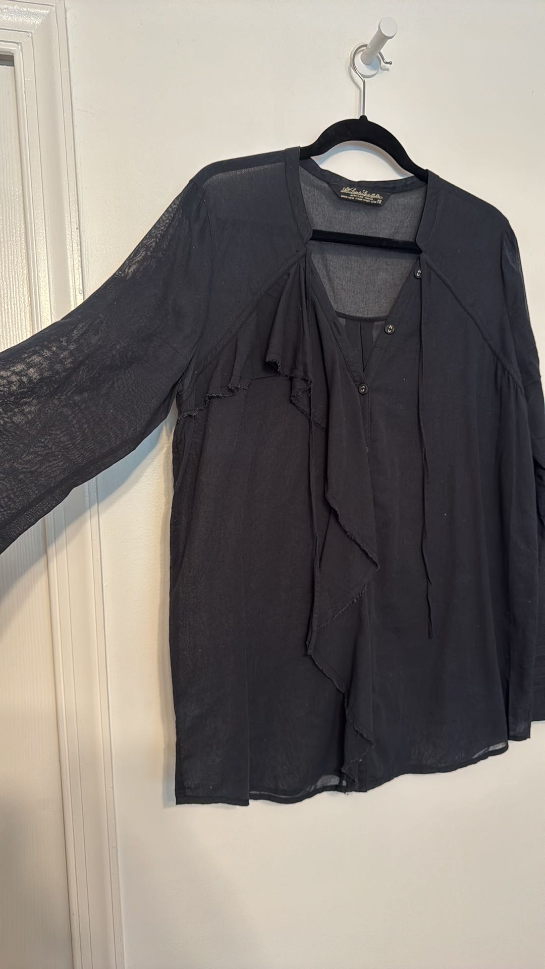 All Saints Black Ruffle Top - 7