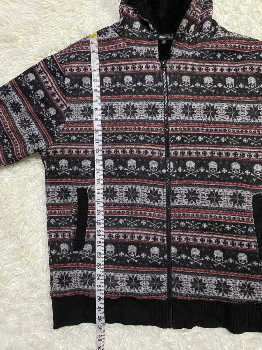 Japanese Brand - Fullprint Skulls Fleece Lined Zipper Hoodie Knitwear Jacket - 14