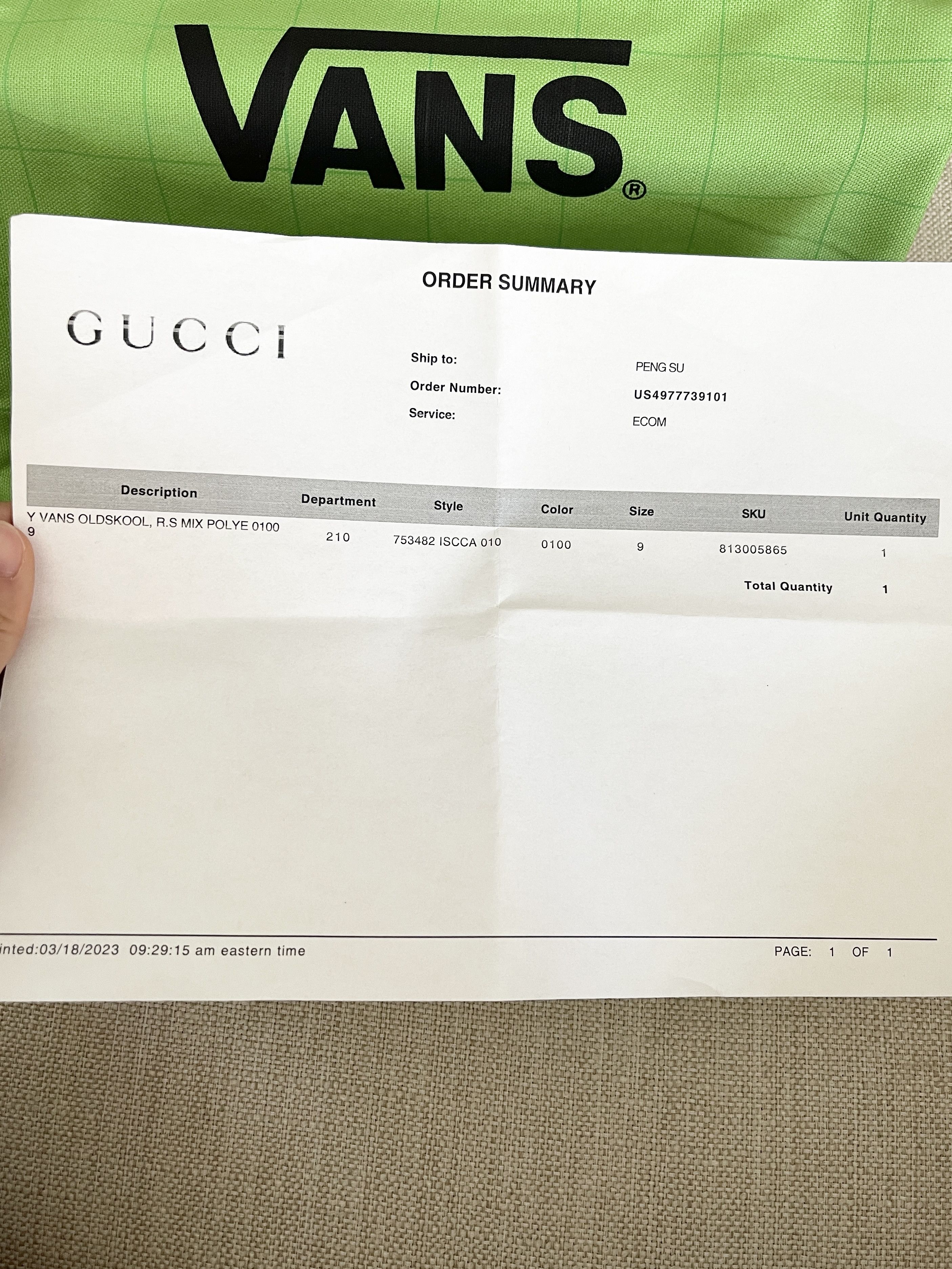 Holy Grail! Gucci x Vans Continuum OG Old Skool Size 9 - 13