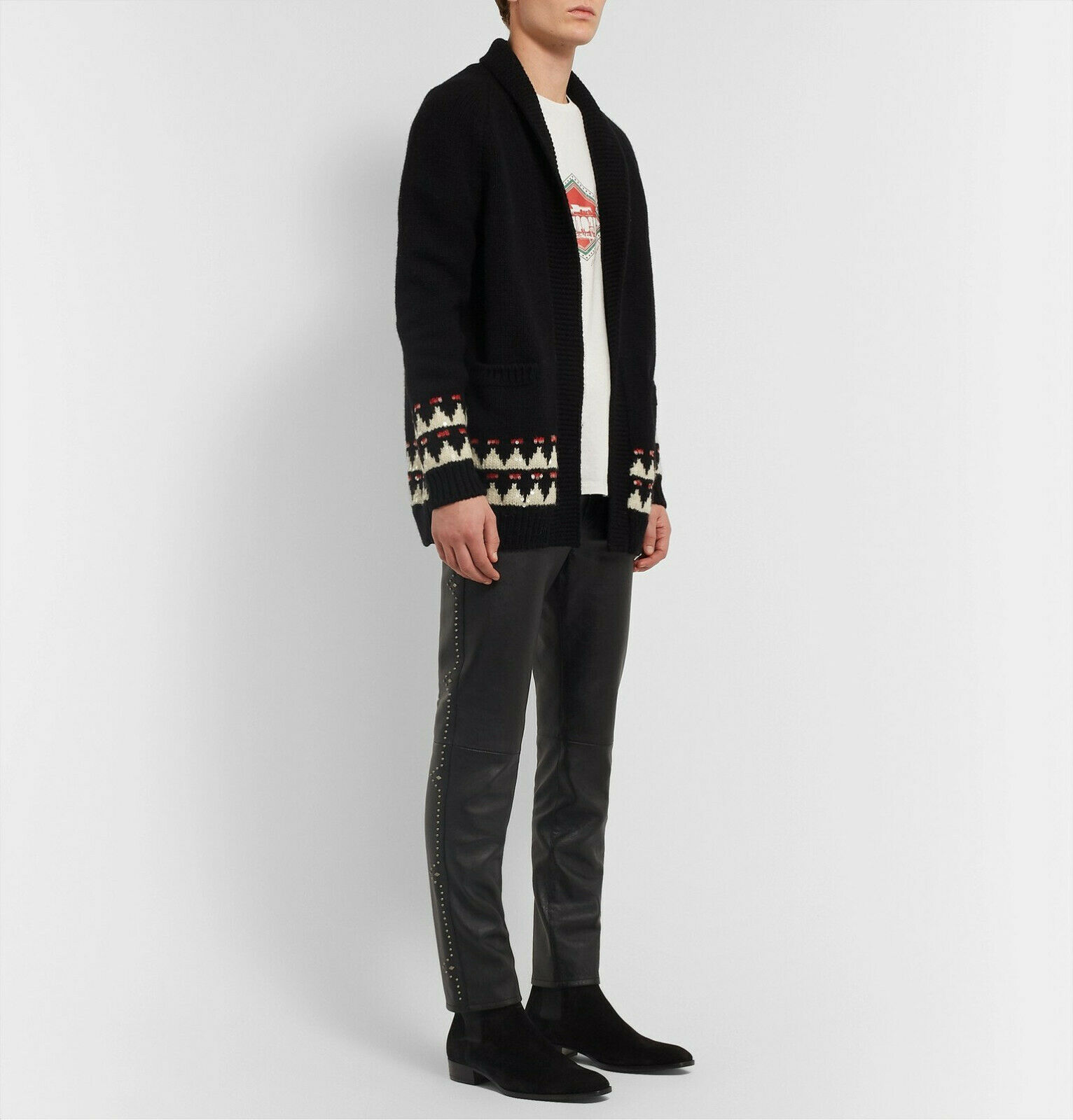 Brand New Saint Laurent Paris Slim Fit Studded Leather Pants 48IT,  3790$ - 6