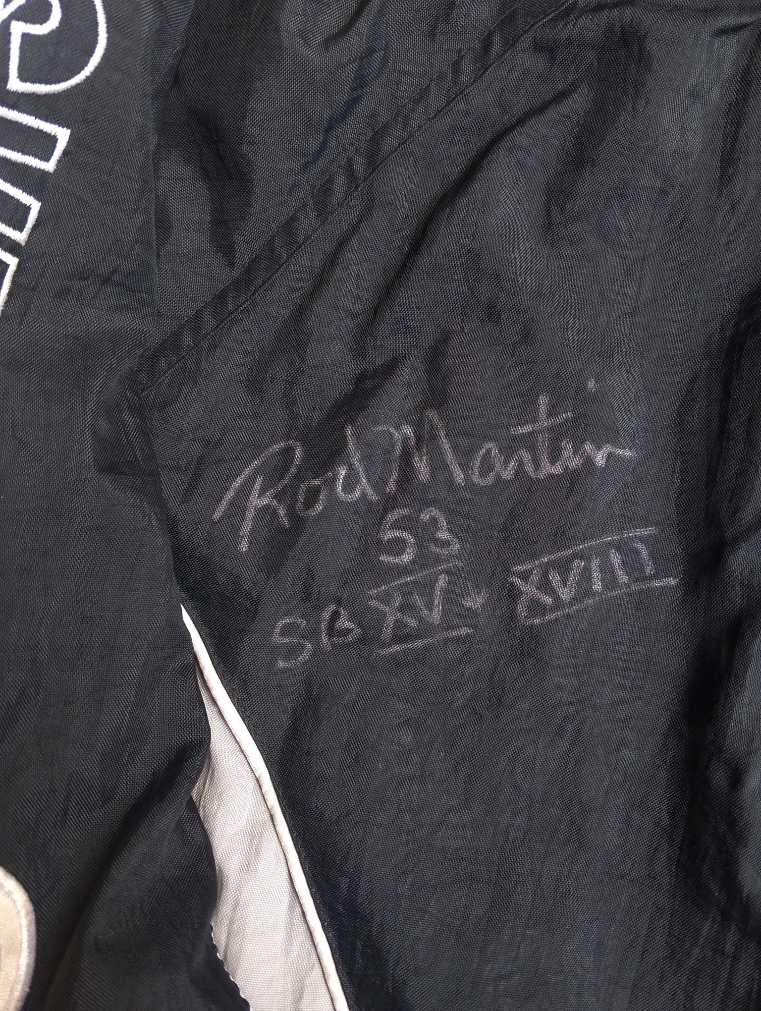 90s Vintage Los Angeles Raiders Pro player Jacket Signed by Rod Martin #53 - 15