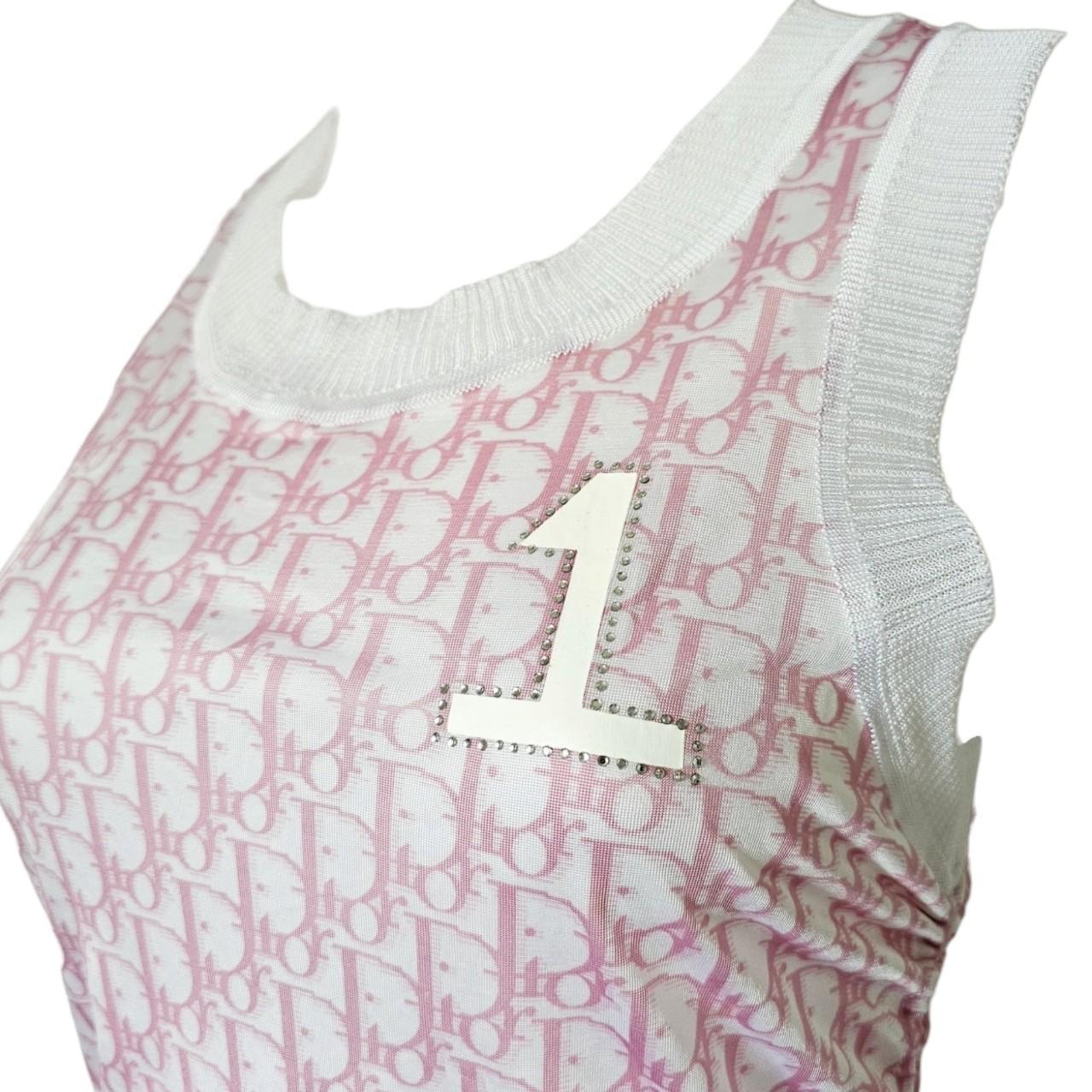 Dior Women's White and Pink Dress - 4