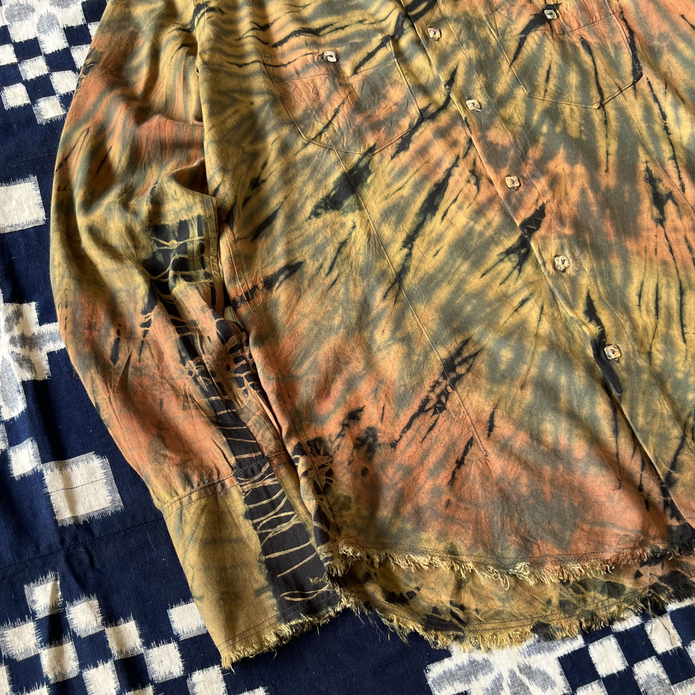 GOA Scarecrow Frayed Button Up Shirt Tie Dye - 3