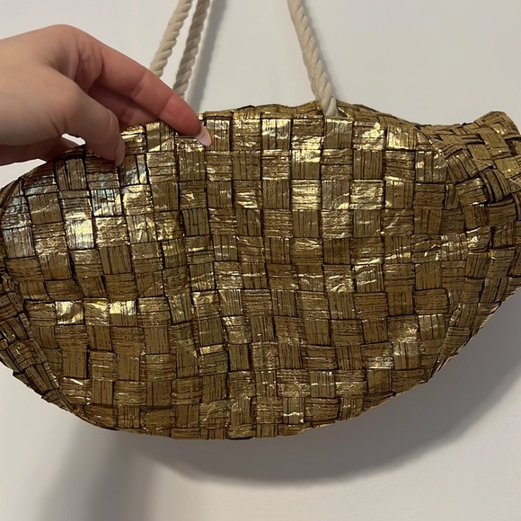 Metallic Cross-weave Beach Tote - 3