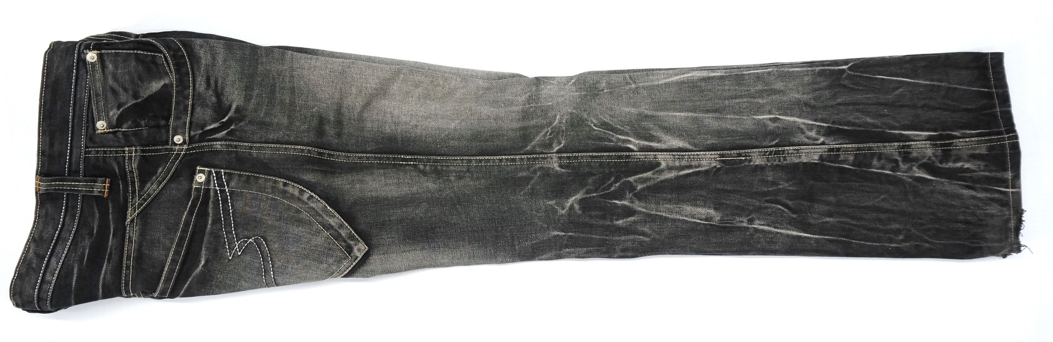 Flare 🔥 Semantic Design Vintage Faded Black Acid Wash Jeans - 16