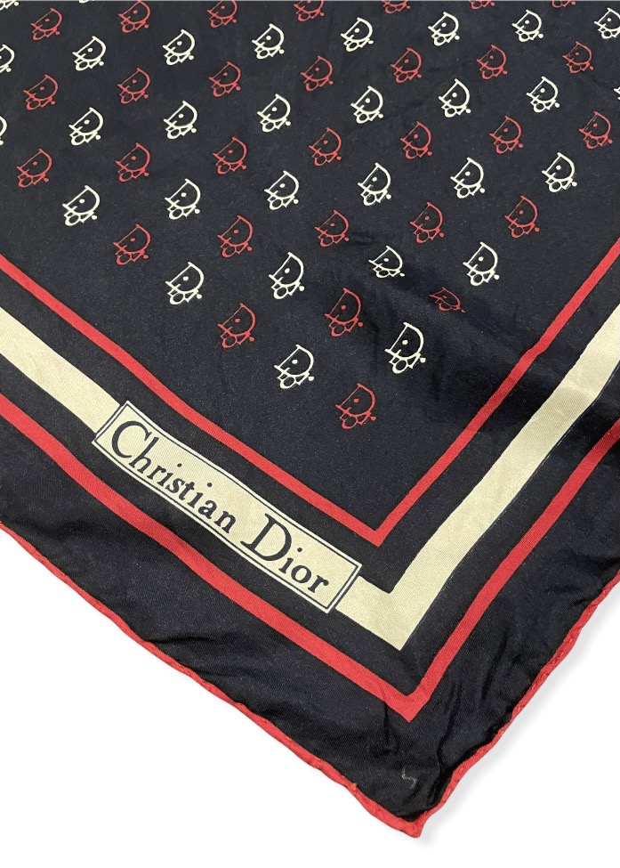 Christian Dior Monsieur - Vintage Christian Dior Hand Rolled Diorgram Logo Silk Scarf - 4