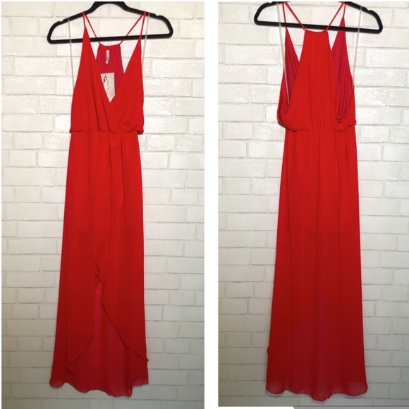 Publik Red Crossover Draped Dress - 1