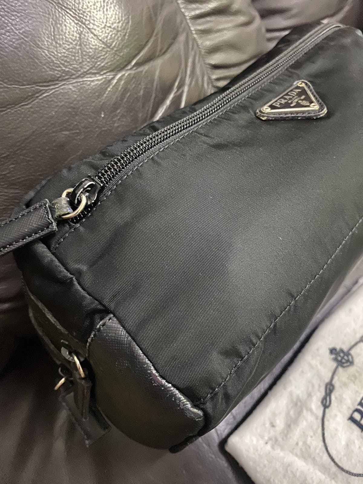Authentic Prada Tessuto Nyalon Leather Toiletries Clutch Bag - 21