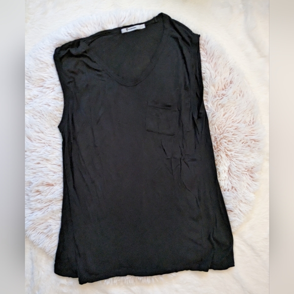 T Alexander Wang **Black Classic Sleeveless Pocket Slub Tank Small Women's - 1