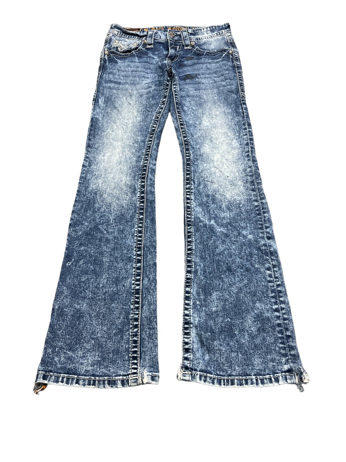 Japanese Brand - FLARED💥THRASHED STONE WASH ROCK REVIVAL DENIM PANT - 4